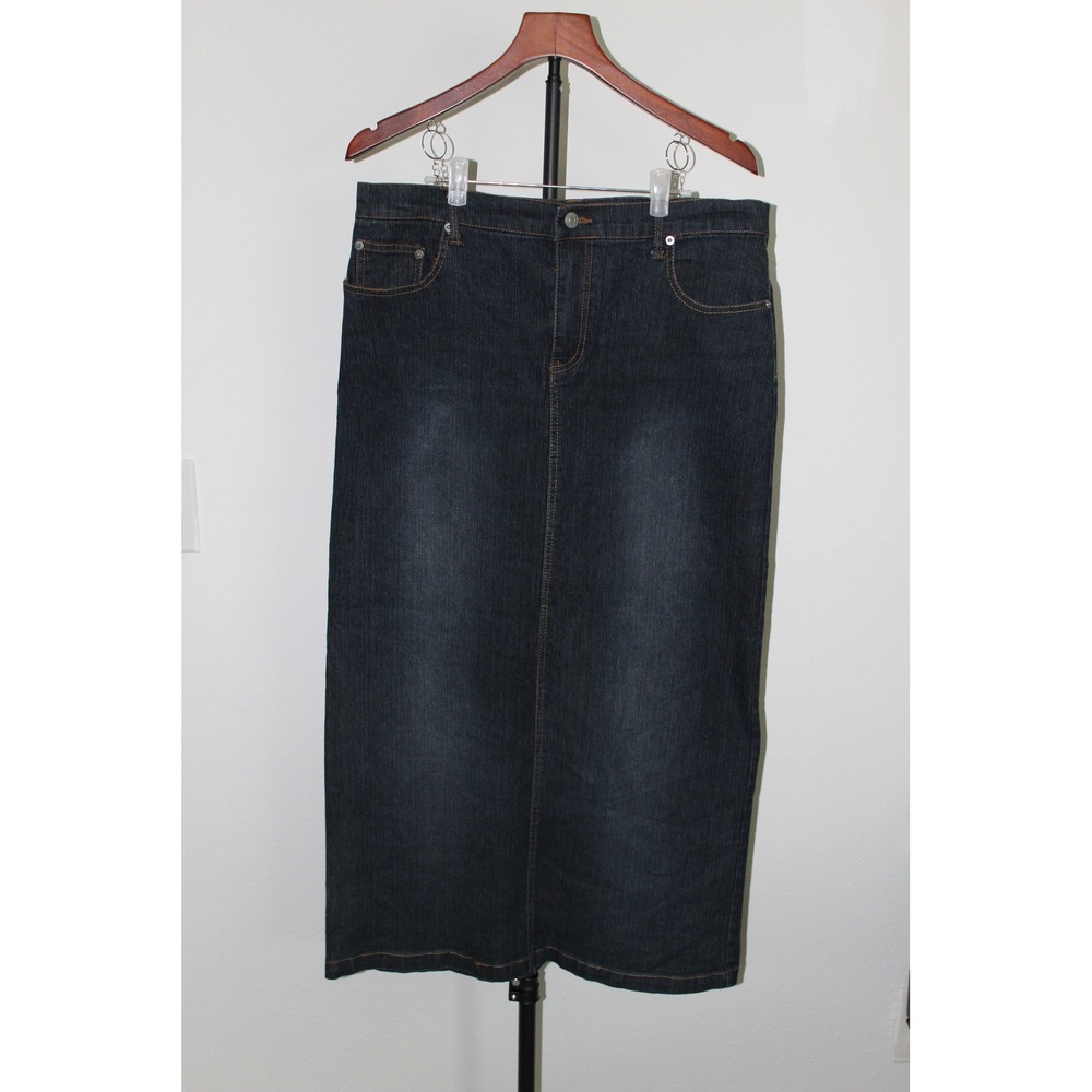 VTG Zoey Beth Dark Wash Denim Maxi Skirt High Waisted Long Jean Skirt Blue XL